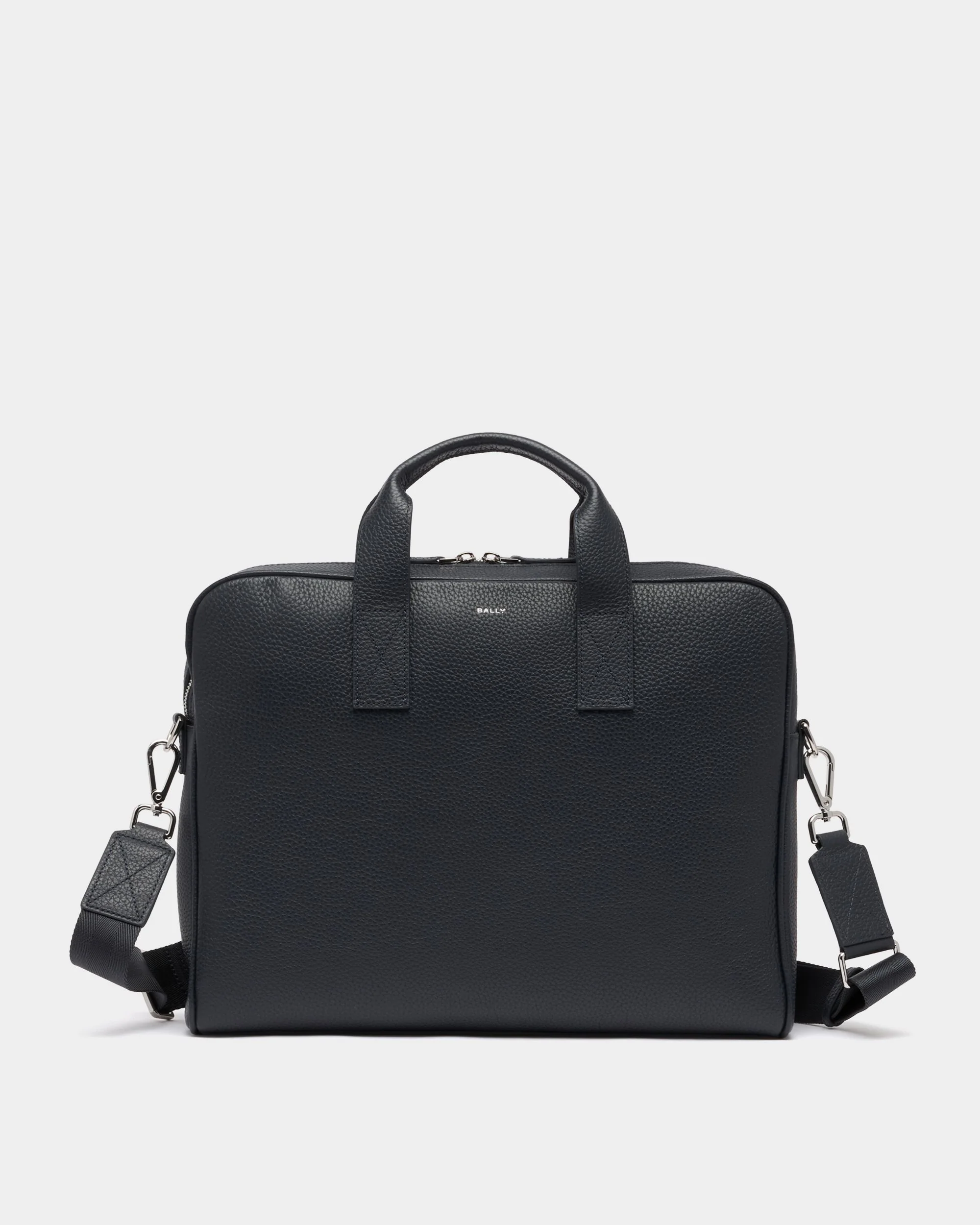 York Briefcase In Blue Grained Leather
