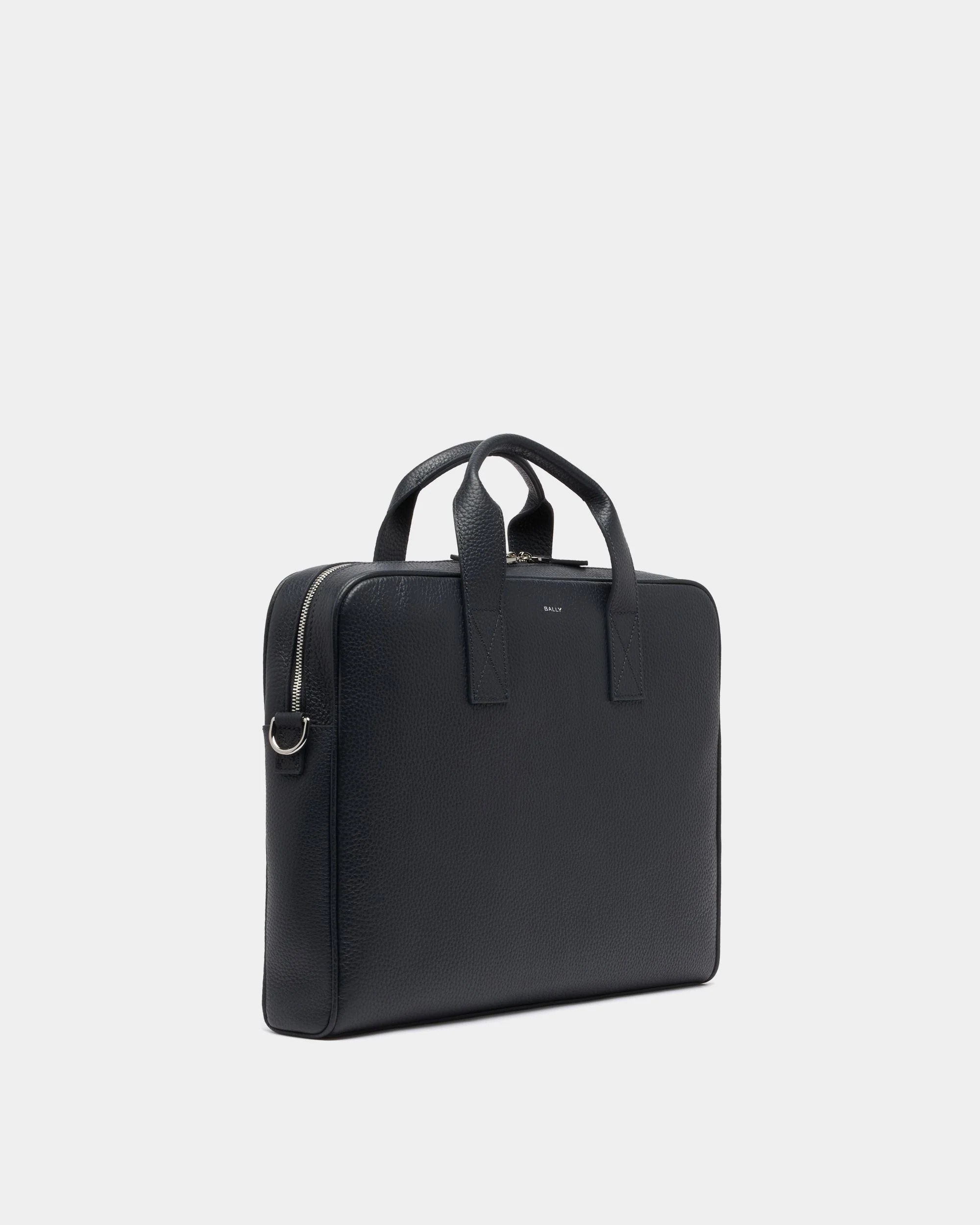 York Briefcase In Blue Grained Leather - Image 3