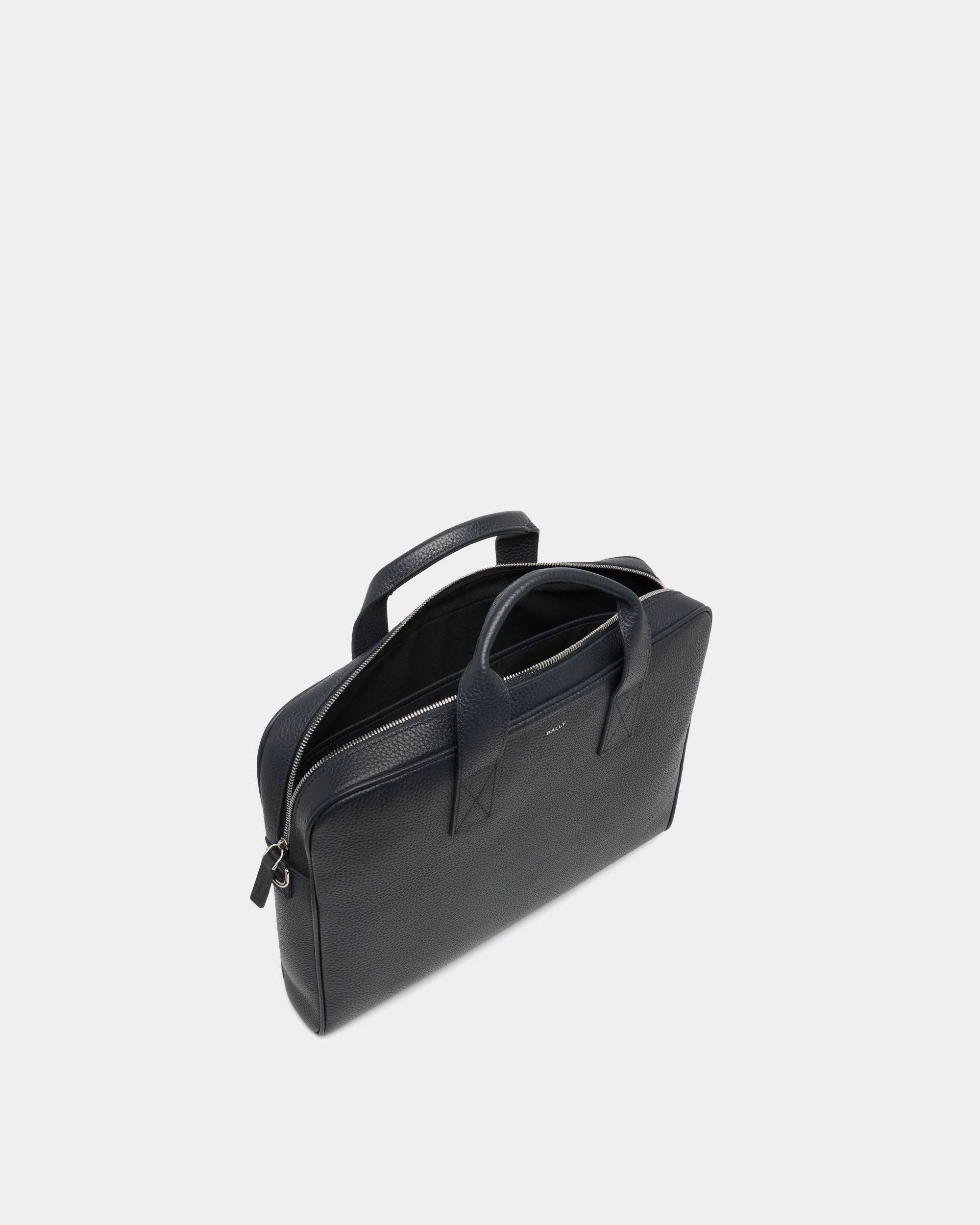 York Briefcase In Blue Grained Leather - Image 4