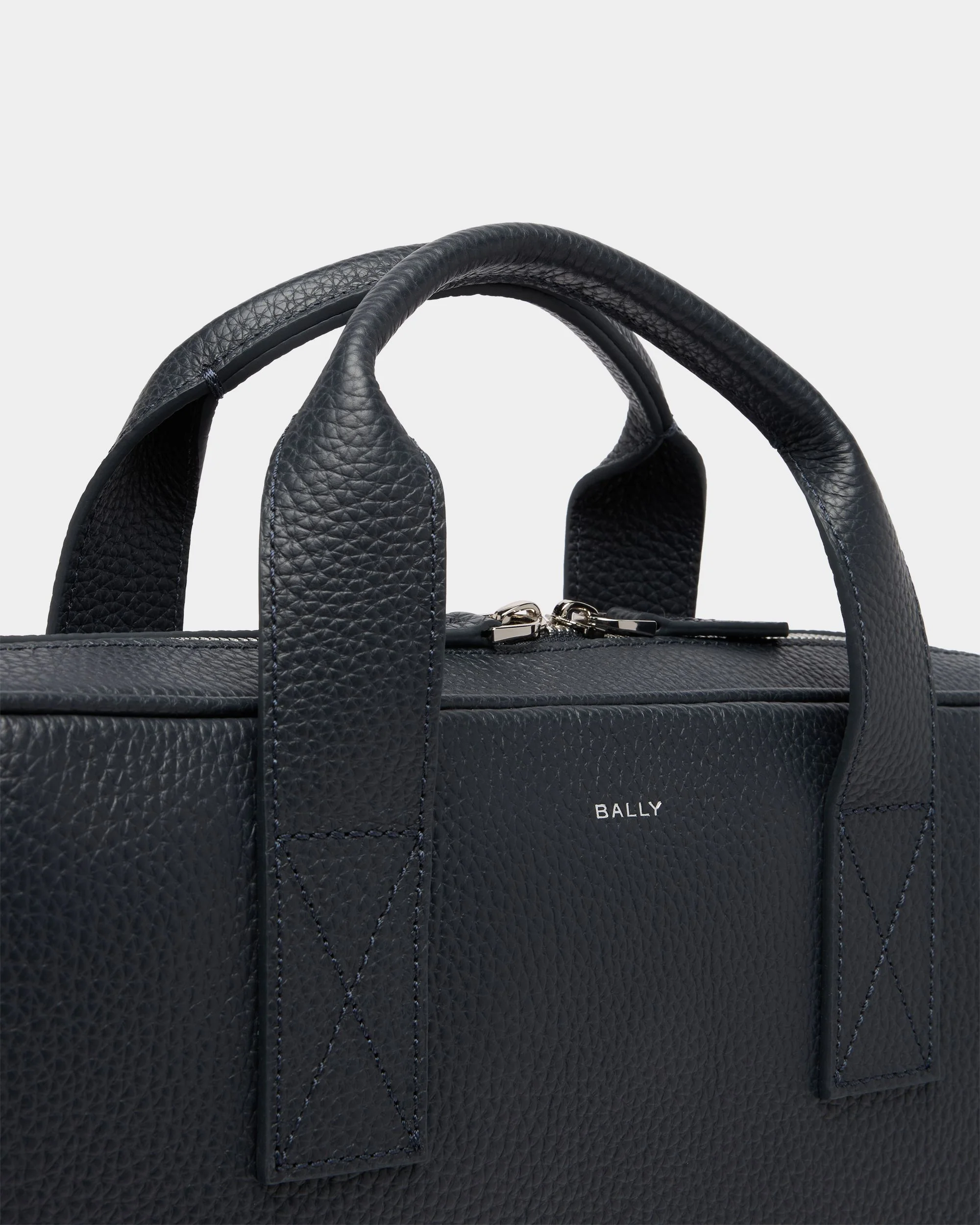 York Briefcase In Blue Grained Leather - Image 5