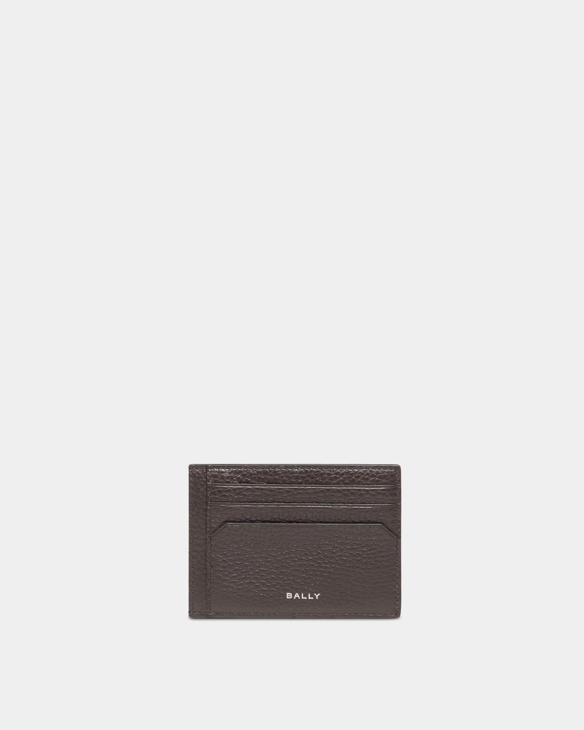 York Business Card Holder In Brown Grained Leather