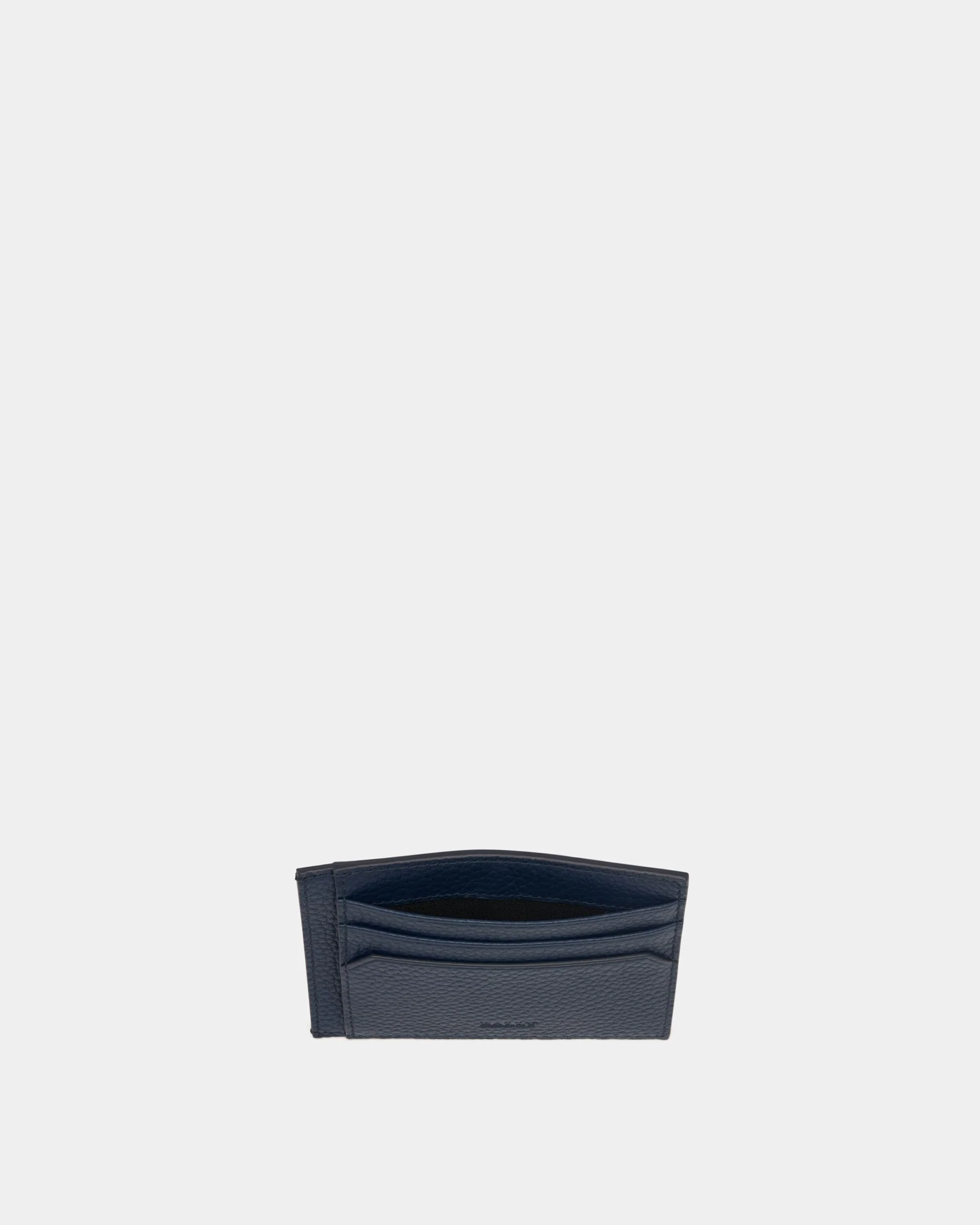 York Business Card Holder in Navy Blue Embossed Leather - Image 3