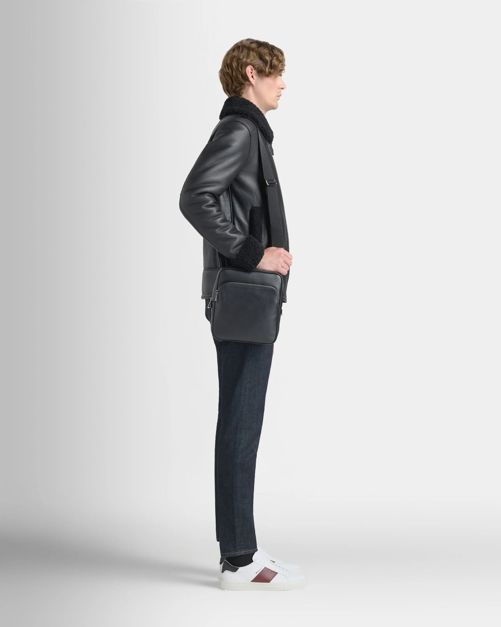 York Crossbody Bag in Black Embossed Leather - Image 2