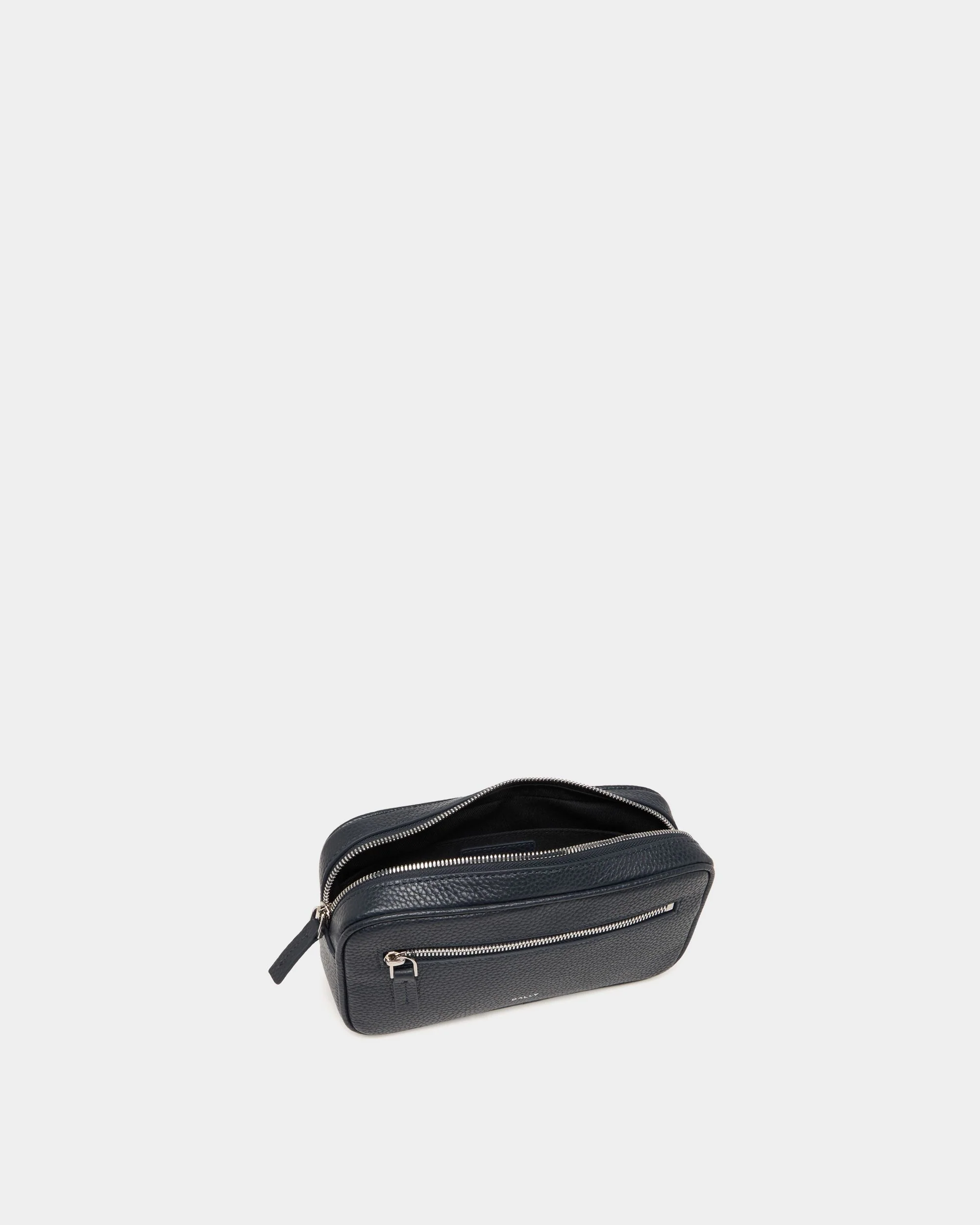 York Crossbody Bag In Navy Blue Grained Leather - Image 4