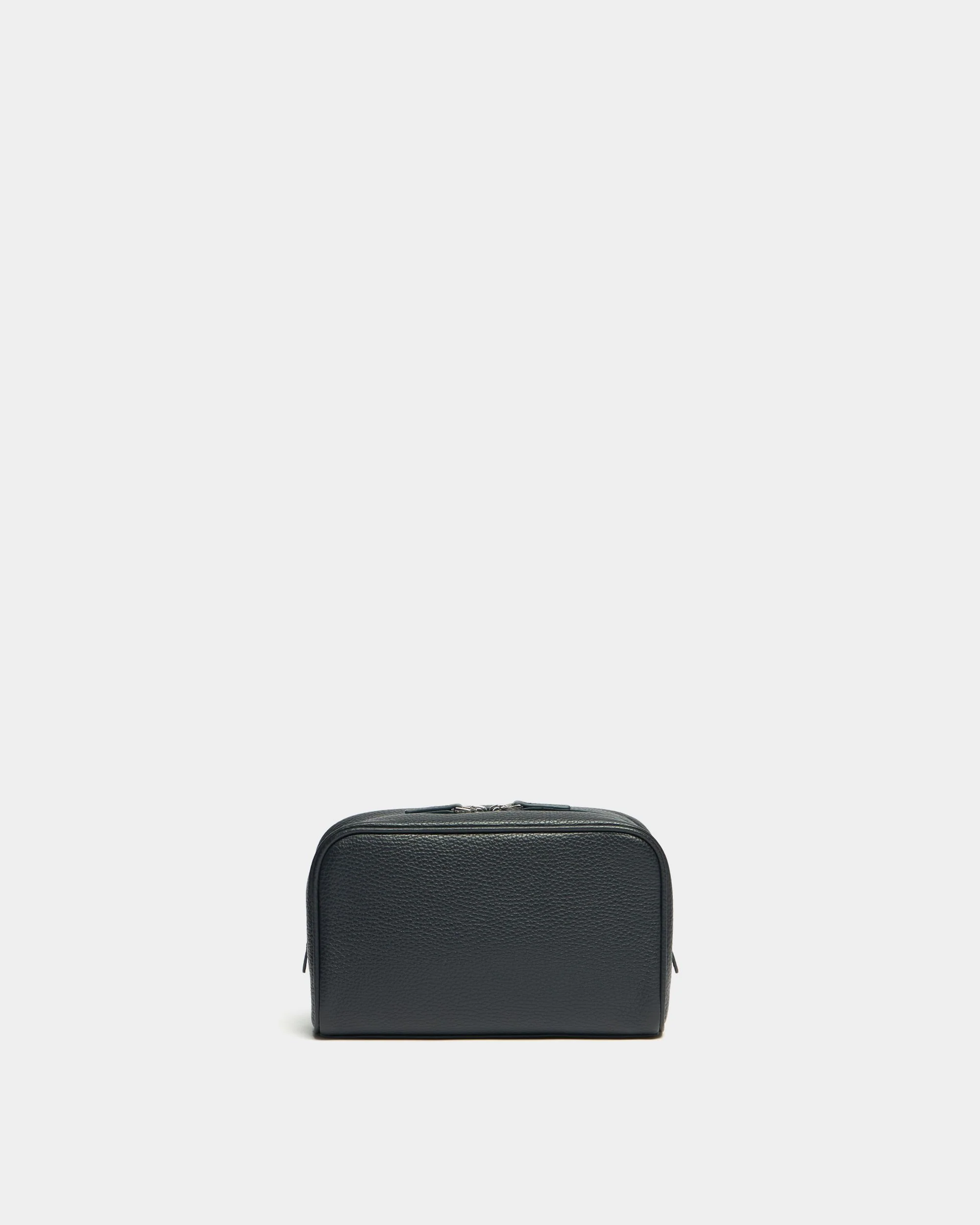 York Pouch In Navy Blue Grained Leather - Image 2