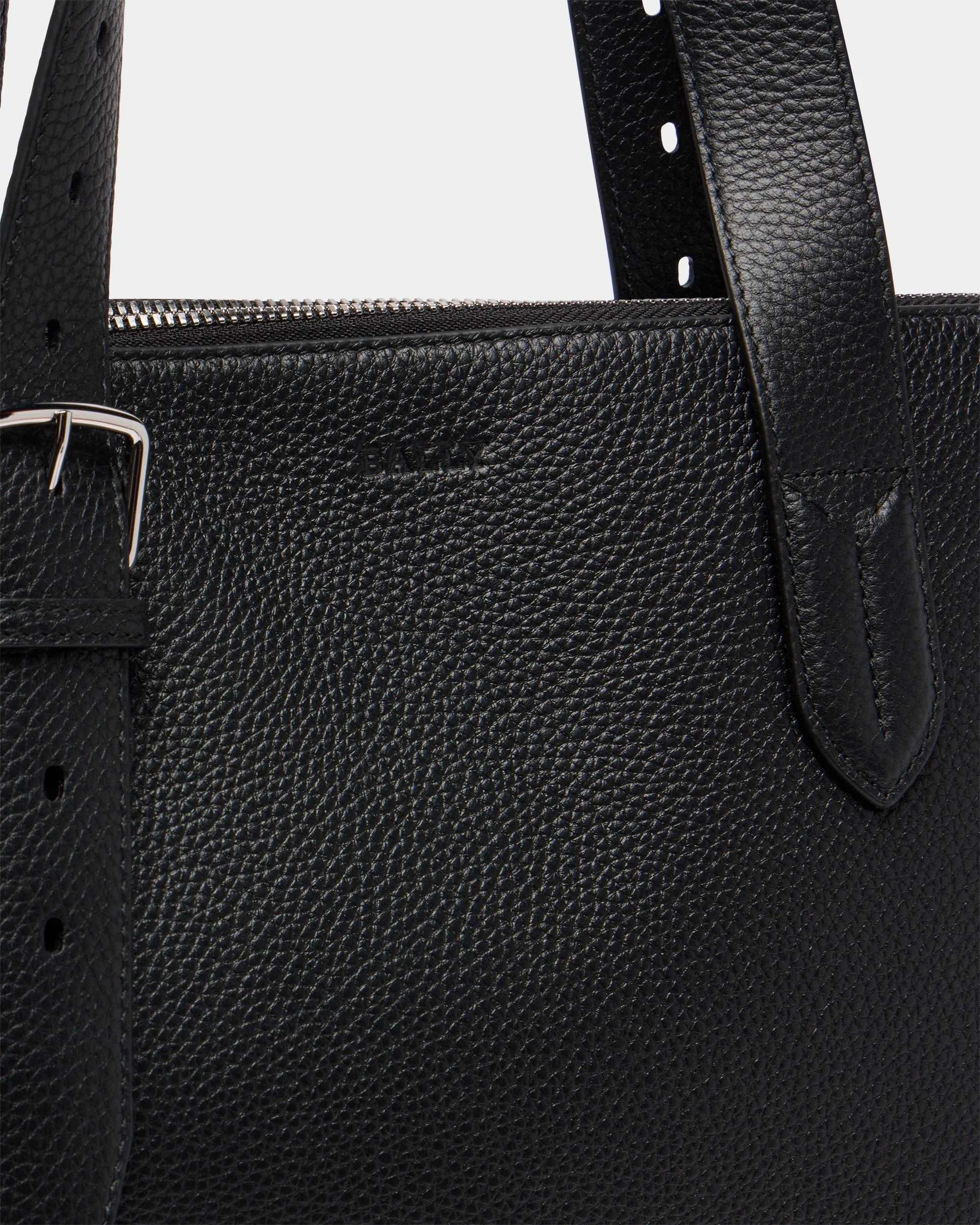 York Tote Bag in Black Embossed Leather - Image 6