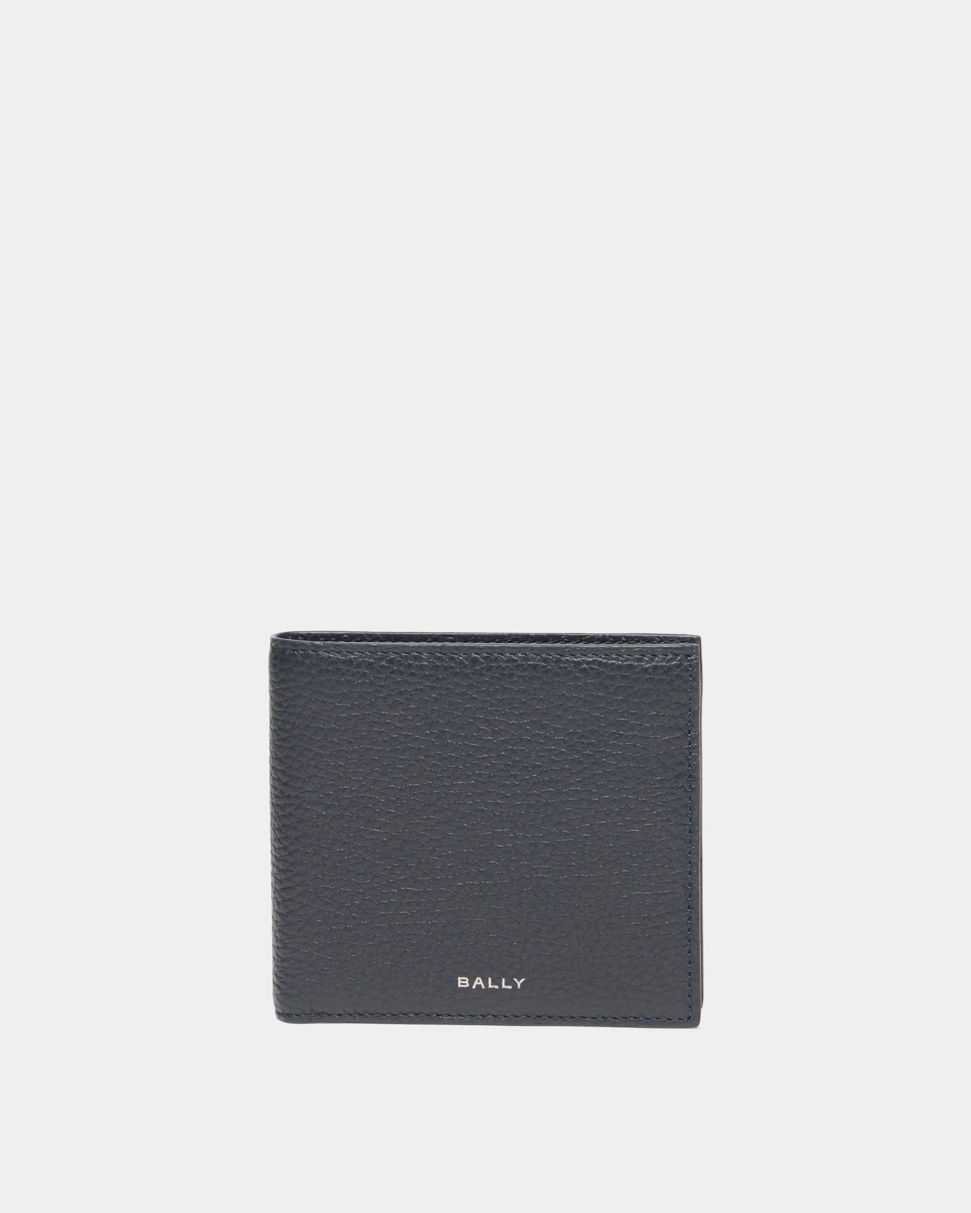 York Wallet In Navy Blue Grained Leather