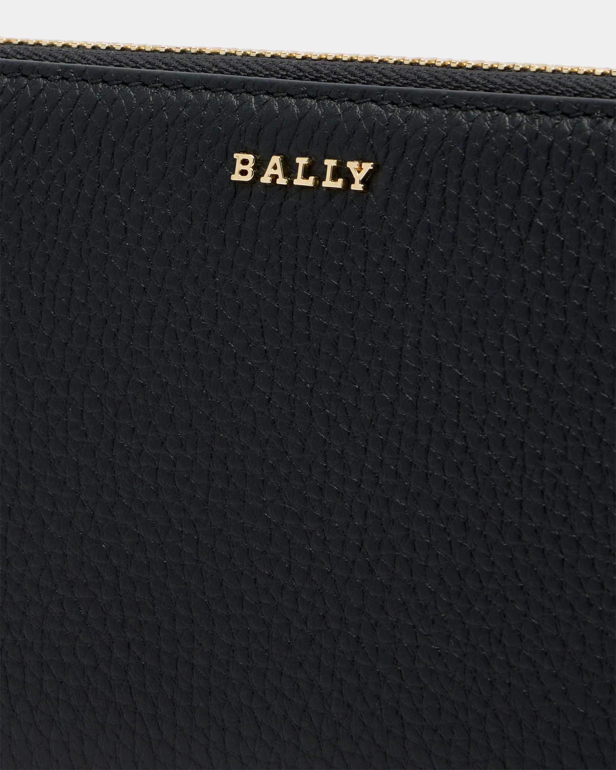 Zip Around Wallet in Black Grained Leather - Image 4