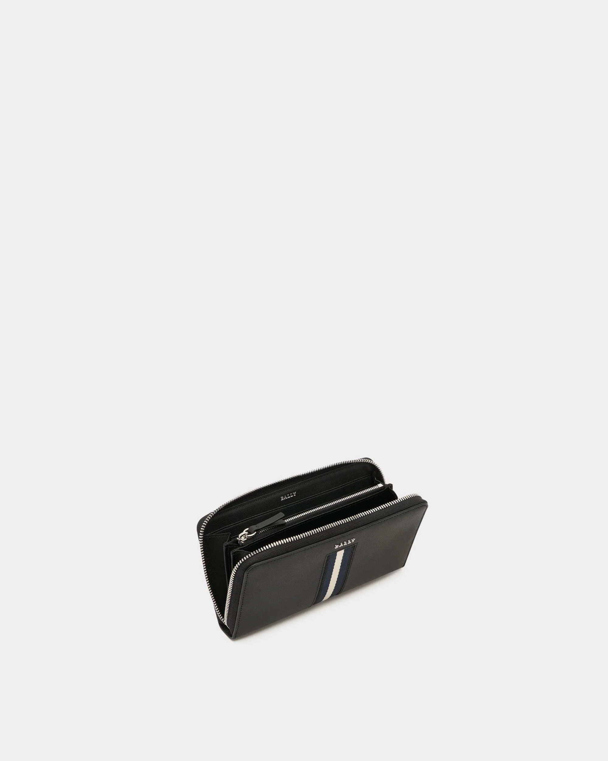 Zip Around Wallet in Black Leather With a Bally Ribbon - Image 3