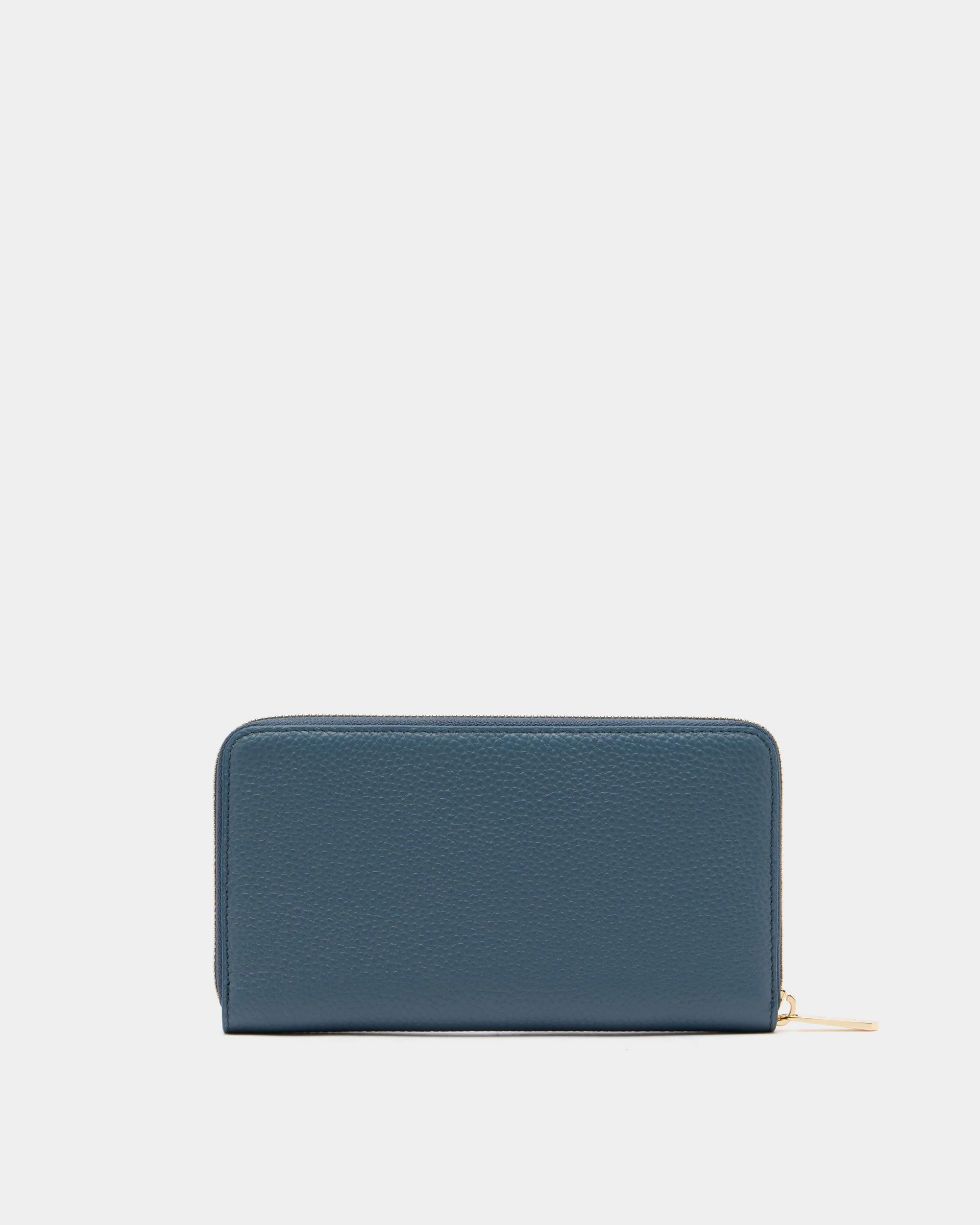 Zip Around Wallet in Blue Grained Leather - Image 2