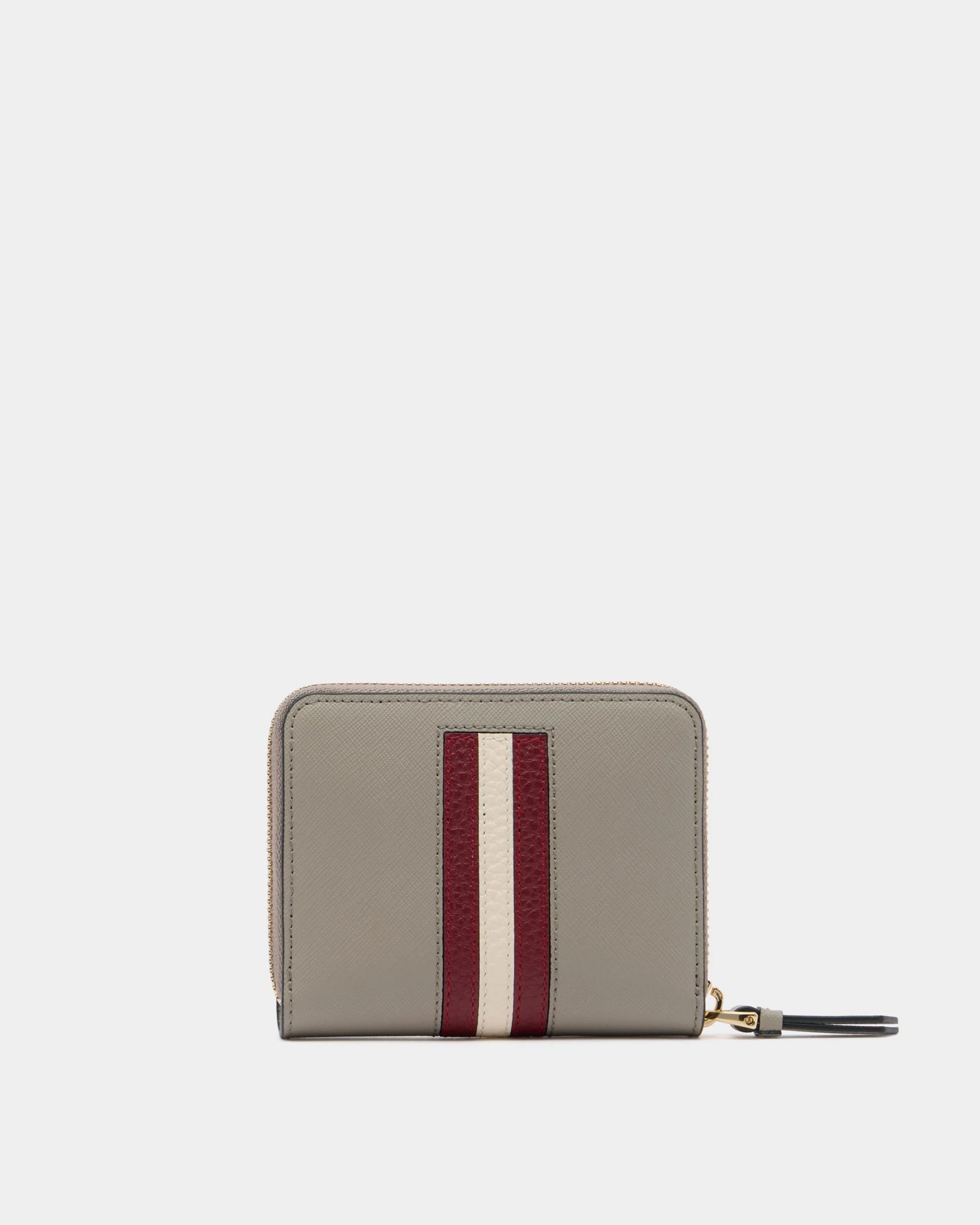 Zip Around Wallet in Taupe Embossed Leather With a Bally Ribbon - Image 2
