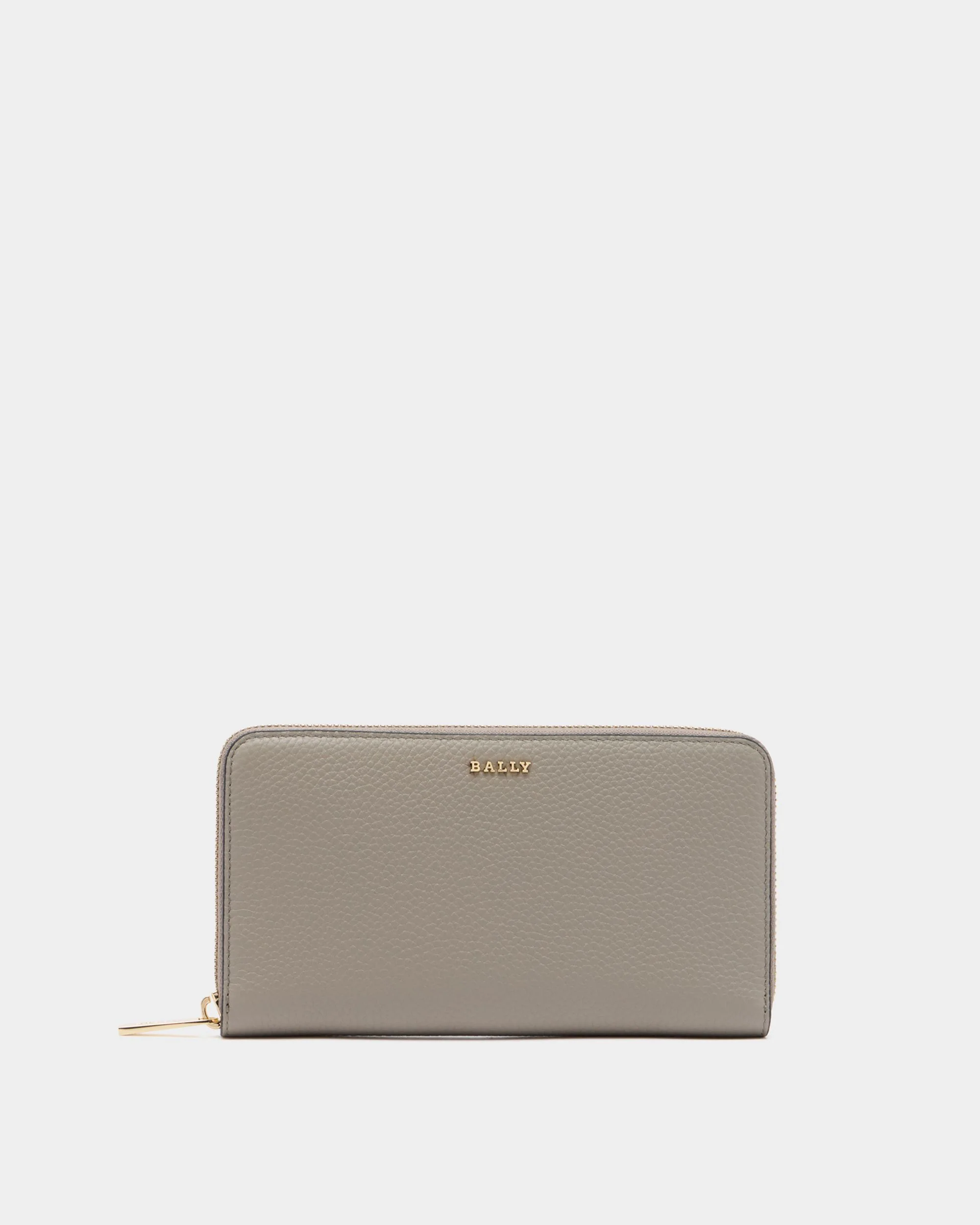 Zip-Around Wallet in Taupe Grained Leather