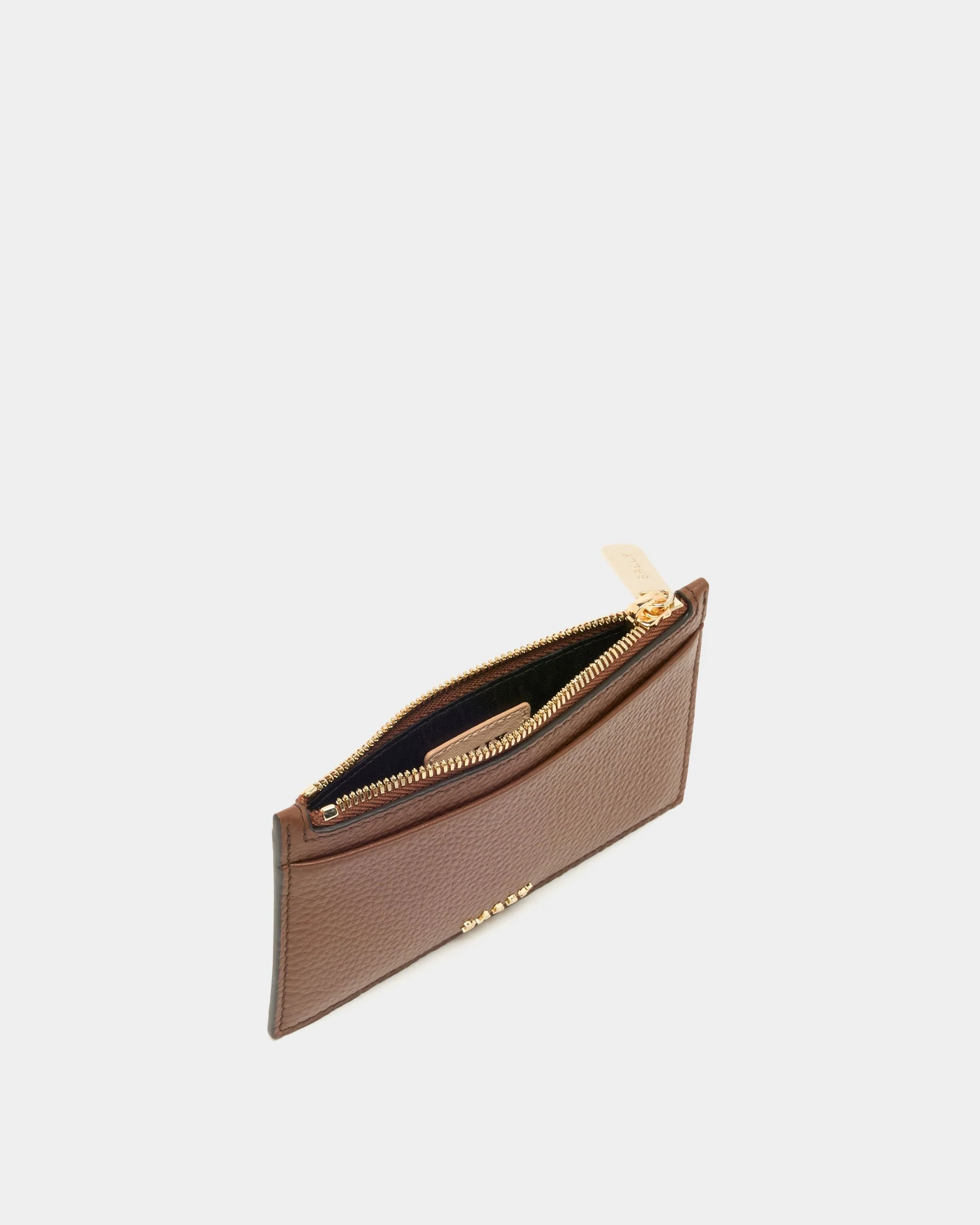 Zipped Card Holder in Brown Grained Leather - Image 3